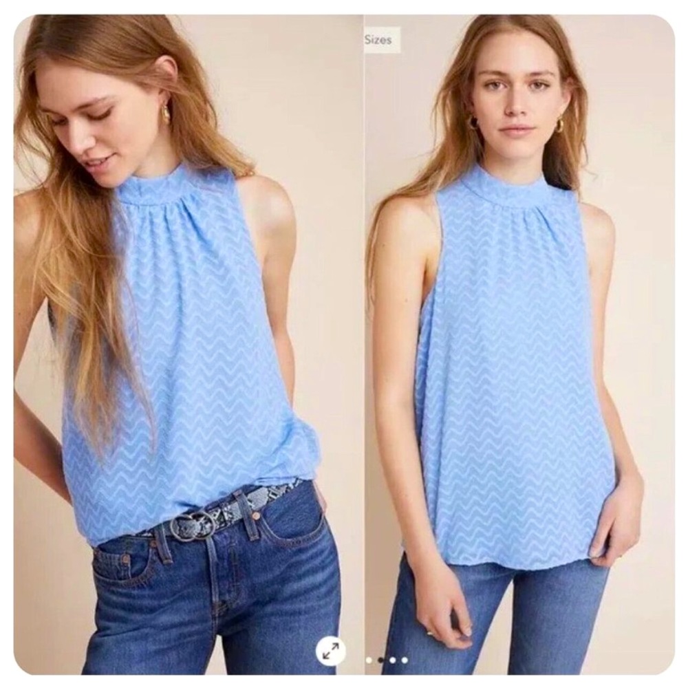 NWT Anthropologie blue halter blouse, size 1X